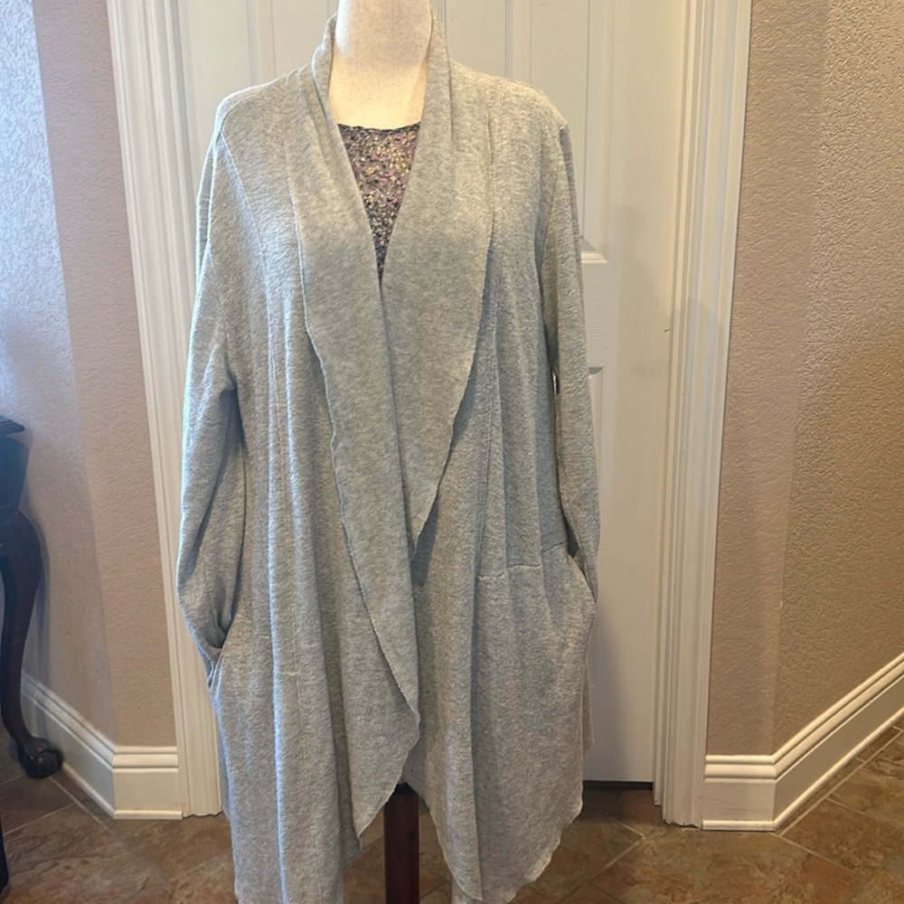 Long Gray Cardigan with Pockets XL